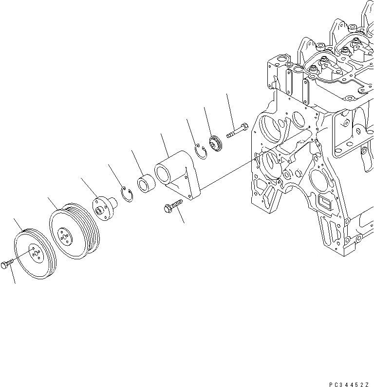 Схема запчастей Komatsu 6D102-1-Z - ПРИВОД ВЕНТИЛЯТОРА ДВИГАТЕЛЬ