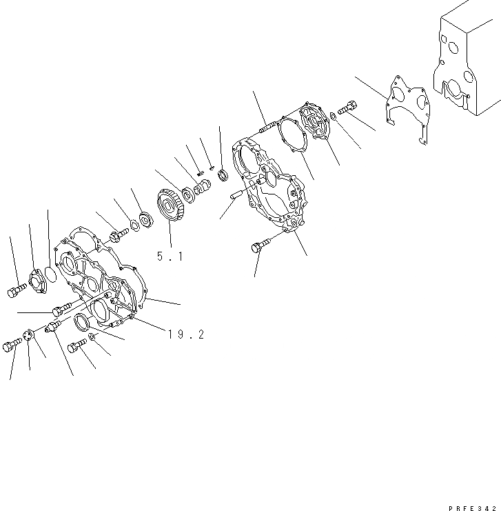 Схема запчастей Komatsu 6BG1-1-F - TIMING КОРПУС ШЕСТЕРЕНН. ПЕРЕДАЧИ И ДРУГОЕ ЧАСТИ ДВИГАТЕЛЬ