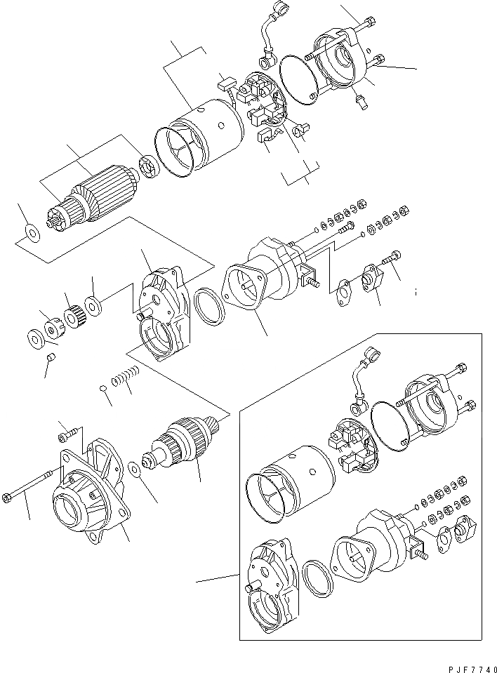 Схема запчастей Komatsu 6BG1-1-T - STARTER (ВНУТР. ЧАСТИ)(№797-) ДВИГАТЕЛЬ