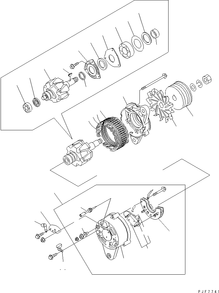 Схема запчастей Komatsu 6BG1-1-T - ГЕНЕРАТОР (ВНУТР. ЧАСТИ)(№797-) ДВИГАТЕЛЬ