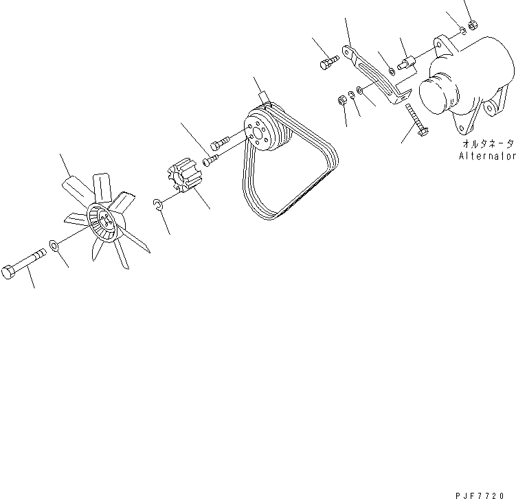 Схема запчастей Komatsu 6BG1-1-FA - ВЕНТИЛЯТОР И РЕМЕНЬ ВЕНТИЛЯТОРА ДВИГАТЕЛЬ