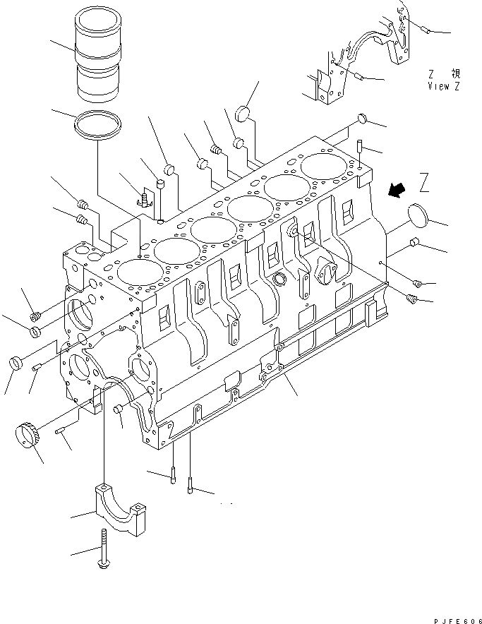 Схема запчастей Komatsu 6CT8.3-1CG-F - БЛОК ЦИЛИНДРОВ ДВИГАТЕЛЬ
