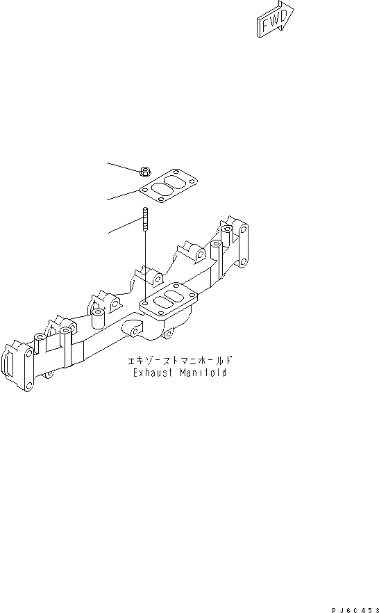 Схема запчастей Komatsu 6D102E-1F-C1 - ОТВОД ВЫХЛОПН. ГАЗОВ(№9-) ДВИГАТЕЛЬ