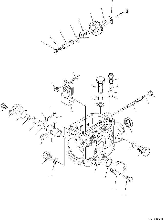 Схема запчастей Komatsu 6D102E-1F-C1 - ТОПЛ. НАСОС (/) (ВНУТР. ЧАСТИ) ДВИГАТЕЛЬ