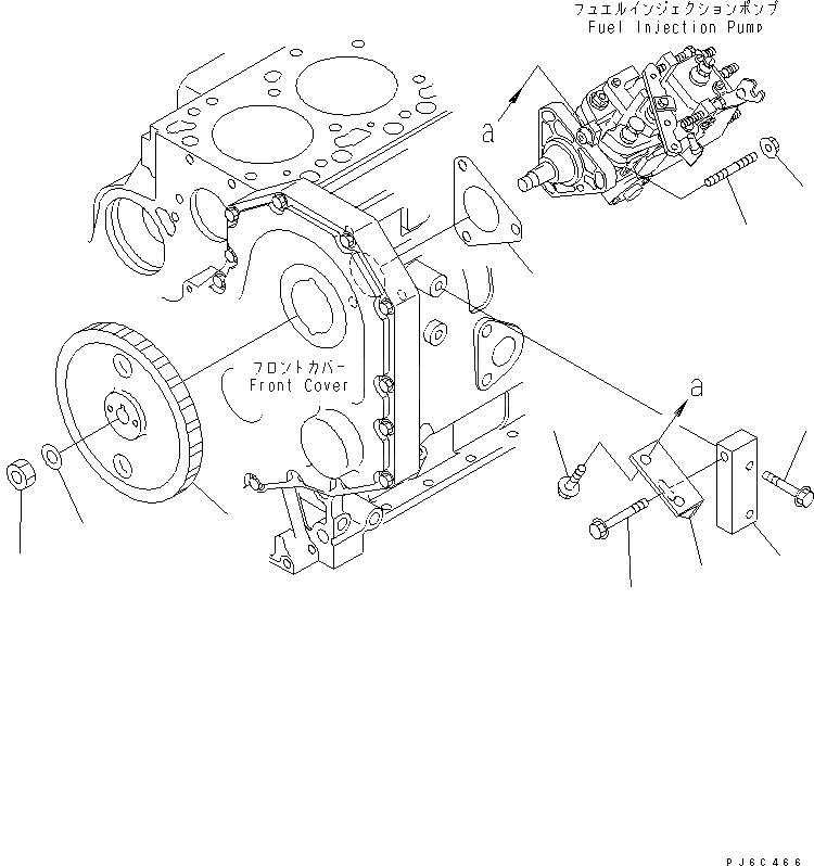 Схема запчастей Komatsu 6D102E-1F-C1 - КРЕПЛЕНИЕ ТОПЛ. НАСОСА И ПРИВОД(№8-8) ДВИГАТЕЛЬ