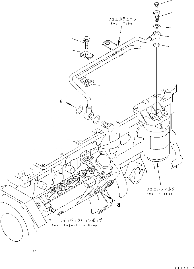 Схема запчастей Komatsu 6D102E-1F-C1 - ТРУБЫ ТОПЛ. ФИЛЬТРА (INЛИНИЯ НАСОС СПЕЦ-Я.) ДВИГАТЕЛЬ