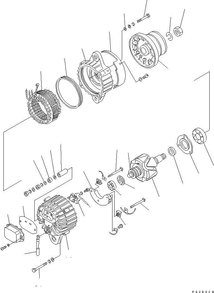 Схема запчастей Komatsu 6D102E-1F-C1 - ГЕНЕРАТОР (A) (ВНУТР. ЧАСТИ)(№-) ДВИГАТЕЛЬ