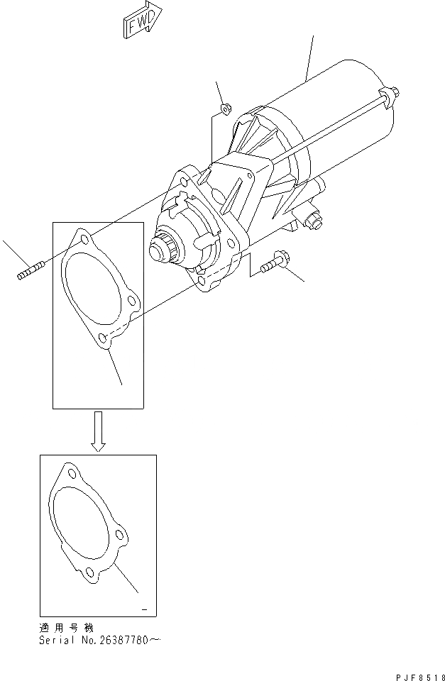 Схема запчастей Komatsu 6D102E-1F-C1 - КРЕПЛЕНИЕ СТАРТЕРА (.KW)(№-) ДВИГАТЕЛЬ