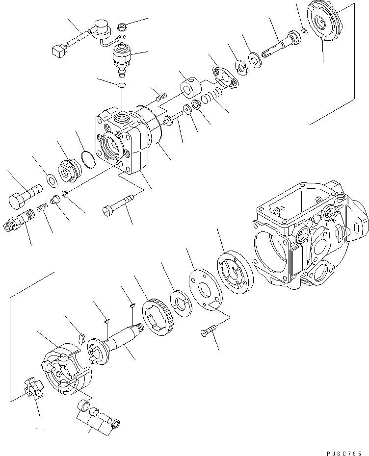 Схема запчастей Komatsu 6D102E-1F-C2 - ТОПЛ. НАСОС (/) (ВНУТР. ЧАСТИ) ДВИГАТЕЛЬ