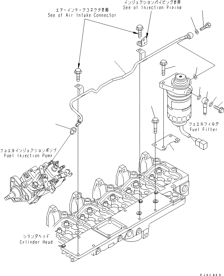 Схема запчастей Komatsu 6D102E-1F-C2 - ТОПЛИВН. ФИЛЬТР. КРЕПЛЕНИЕ(№7-) ДВИГАТЕЛЬ