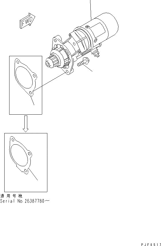 Схема запчастей Komatsu 6D102E-1F-C2 - КРЕПЛЕНИЕ СТАРТЕРА (.KW)(№-) ДВИГАТЕЛЬ