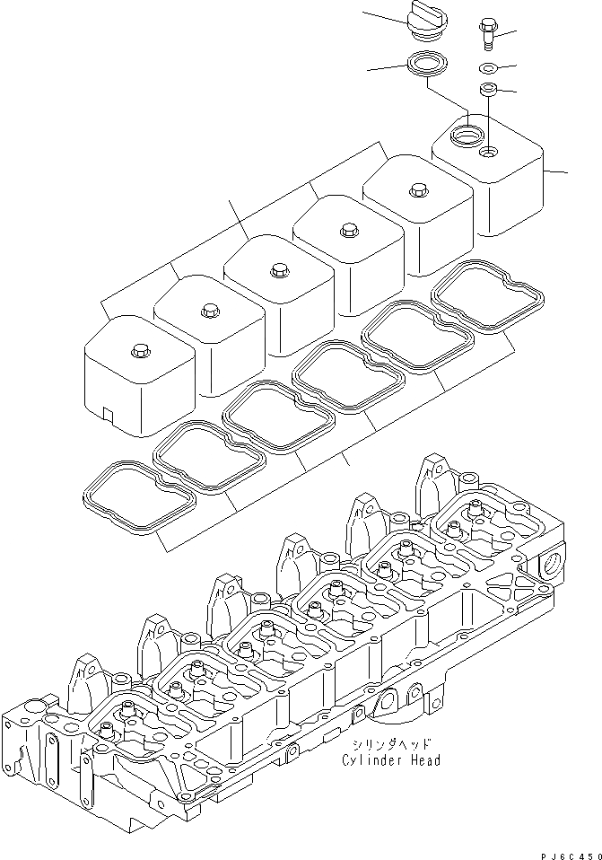 Схема запчастей Komatsu 6D102E-1F-D1 - КРЫШКА ГОЛОВКИ(№-) ДВИГАТЕЛЬ