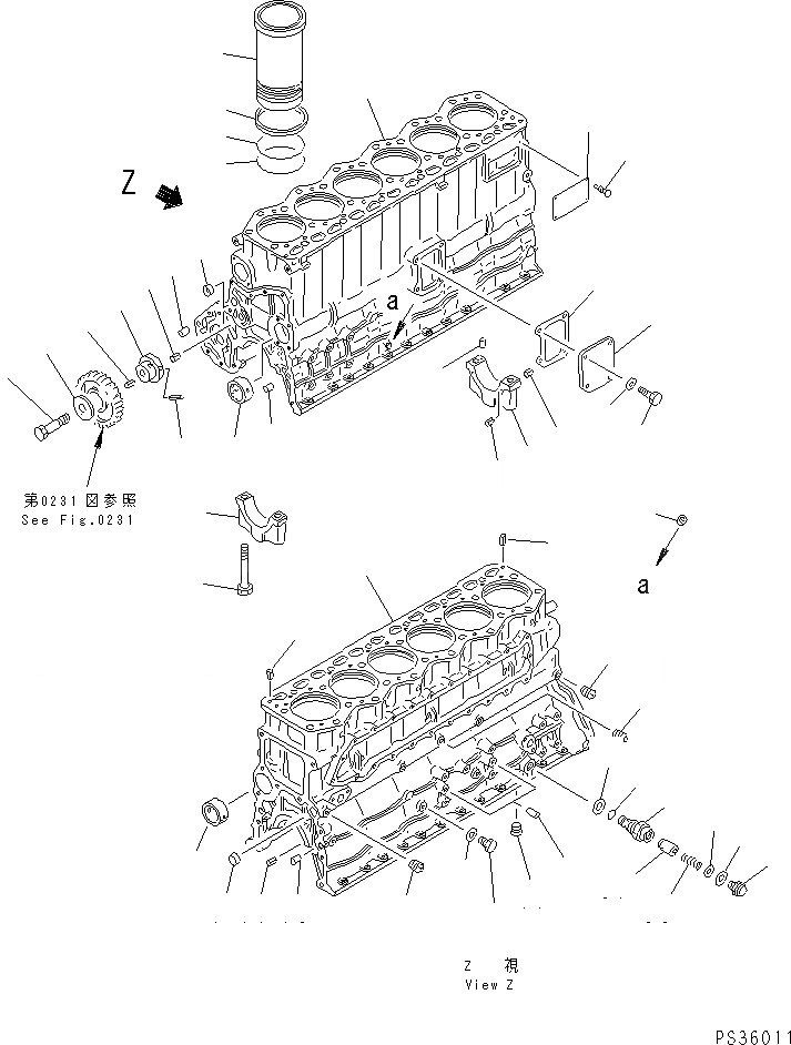 Схема запчастей Komatsu 6D105-1M-AM - БЛОК ЦИЛИНДРОВ(№9-9999) БЛОК ЦИЛИНДРОВ