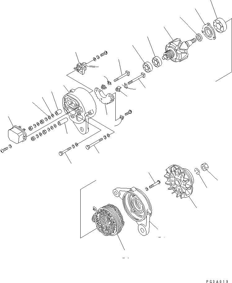 Схема запчастей Komatsu 6D105-1M-F - ГЕНЕРАТОР (A)(№9-88) ЭЛЕКТРИКА