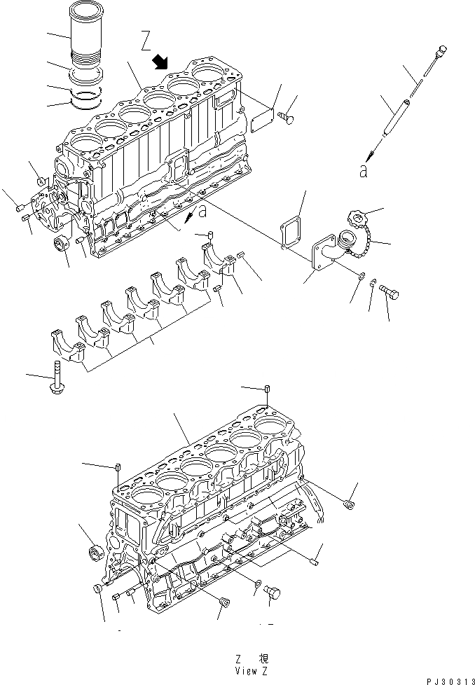 Схема запчастей Komatsu 6D105-1EE - БЛОК ЦИЛИНДРОВ БЛОК ЦИЛИНДРОВ