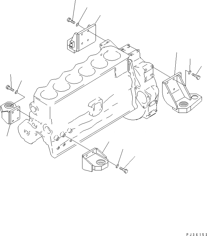 Схема запчастей Komatsu 6D105-1L - ДВИГАТЕЛЬ СУППОРТ БЛОК ЦИЛИНДРОВ