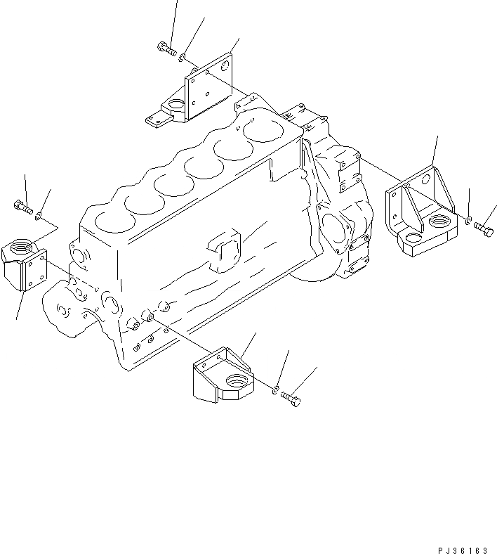 Схема запчастей Komatsu 6D105-1N - ДВИГАТЕЛЬ СУППОРТ БЛОК ЦИЛИНДРОВ