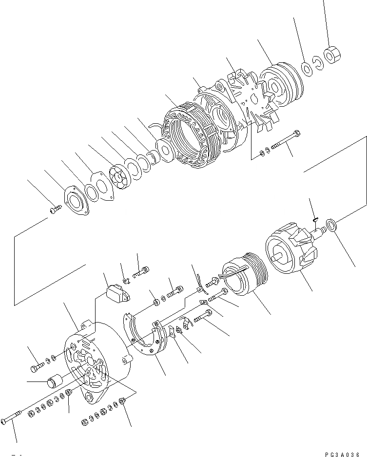 Схема запчастей Komatsu 6D105-1BB - ГЕНЕРАТОР (A) (С НЕ ЗАКАЛЕНН. ШКИВ)(№7-) ЭЛЕКТРИКА