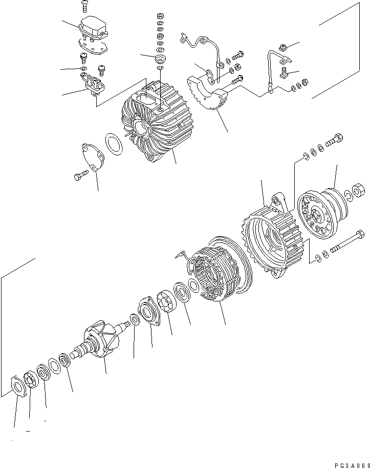 Схема запчастей Komatsu 6D105-1BB - ГЕНЕРАТОР (A) (DRIP-ЗАЩИТА ТИП) (С НЕ ЗАКАЛЕНН. ШКИВ) ЭЛЕКТРИКА