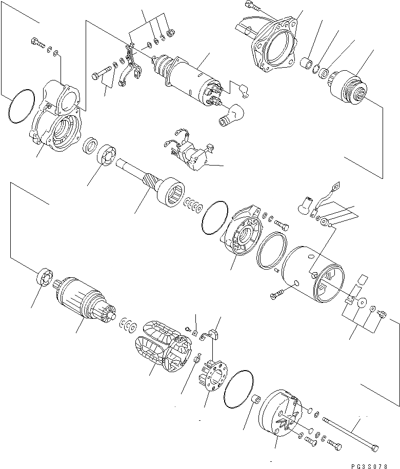 Схема запчастей Komatsu 6D105-1BB - СТАРТЕР (7.KW)(№79-) ЭЛЕКТРИКА