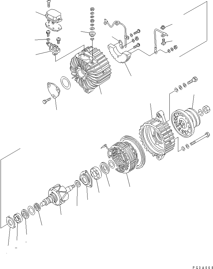 Схема запчастей Komatsu 6D105-1Z - ГЕНЕРАТОР (A) (DRIP-ЗАЩИТА ТИП) (С НЕ ЗАКАЛЕНН. ШКИВ) ЭЛЕКТРИКА