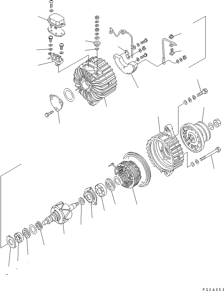 Схема запчастей Komatsu 6D105-1N - ГЕНЕРАТОР (A) (ЗАКАЛЕНН. ШКИВ ТИП) ЭЛЕКТРИКА