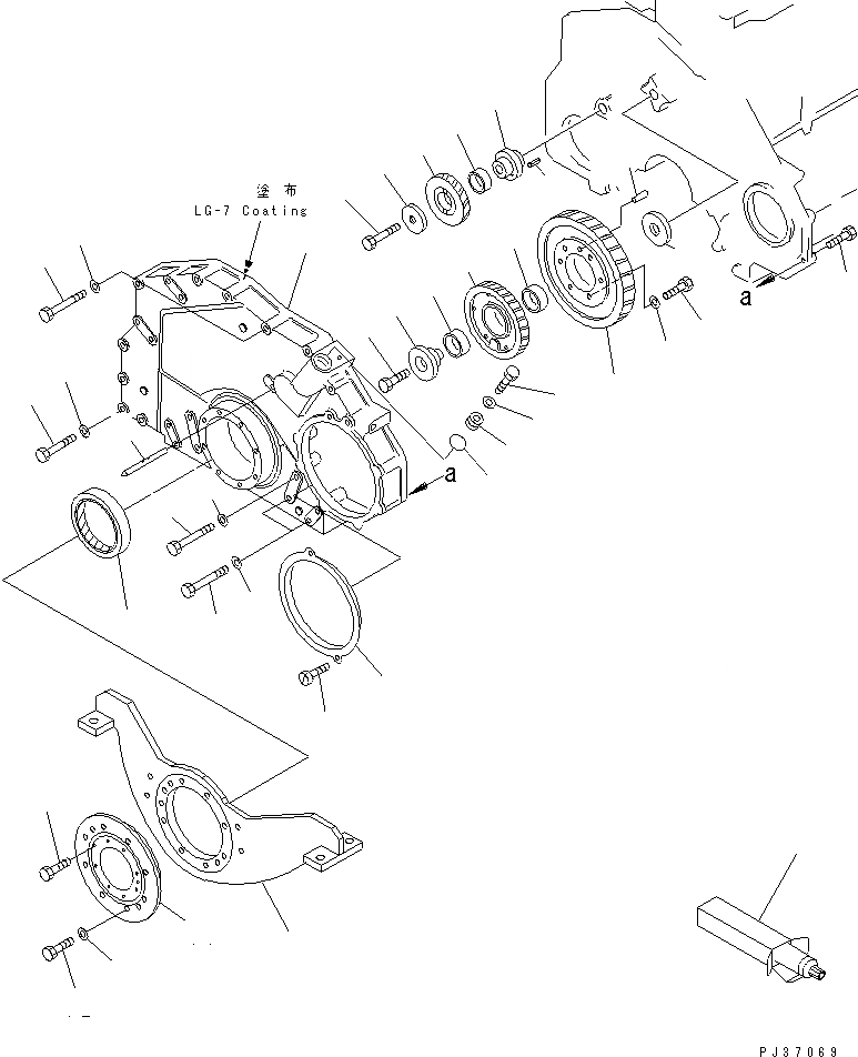 Схема запчастей Komatsu 6D125-1WW - ПЕРЕДН. КРЫШКАAND ПЕРЕДН. СУППОРТ (С КАБИНОЙ)(№7-) БЛОК ЦИЛИНДРОВ