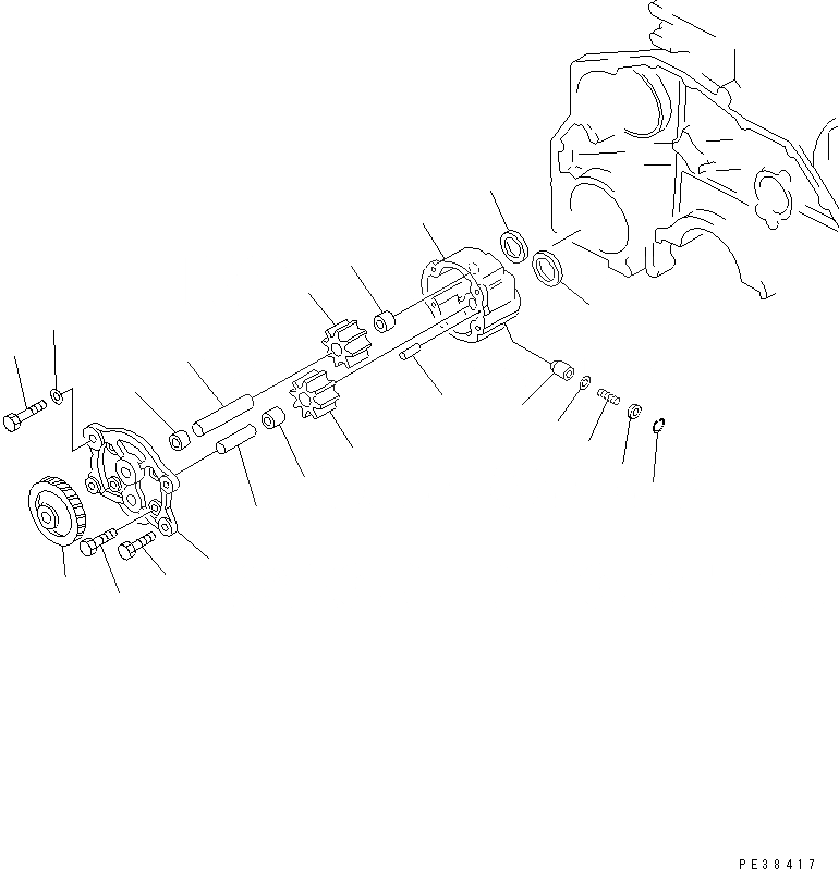 Схема запчастей Komatsu 6D125-1AM - МАСЛ. НАСОС ДВИГАТЕЛЬ