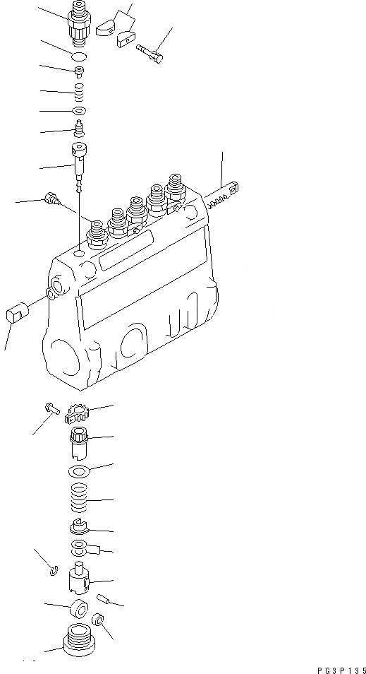 Схема запчастей Komatsu 6D125-1C - ТОПЛ. НАСОС (НАСОС) (/)(№79-) ТОПЛИВН. СИСТЕМА