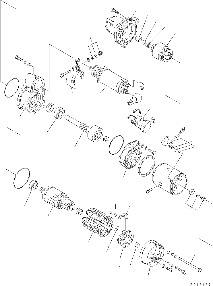 Схема запчастей Komatsu 6D125-1J - СТАРТЕР (7.KW)(№-79) ЭЛЕКТРИКА