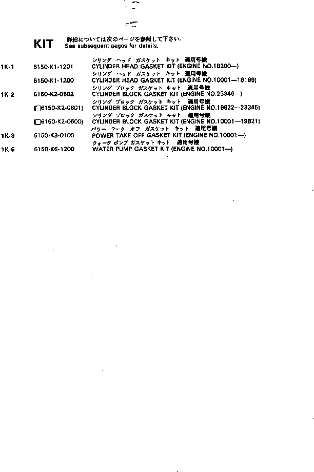 Схема запчастей Komatsu 6D125-1K - КОМПЛЕКТ ПРОКЛАДОК ДВИГАТЕЛЬ КОМПЛЕКТ