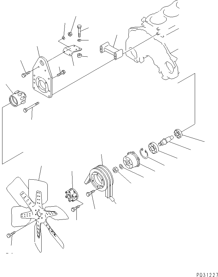 Схема запчастей Komatsu 6D125-1Y - ВЕНТИЛЯТОР ОХЛАЖДЕНИЯ И КРЕПЛЕНИЕ СИСТЕМА ОХЛАЖДЕНИЯ