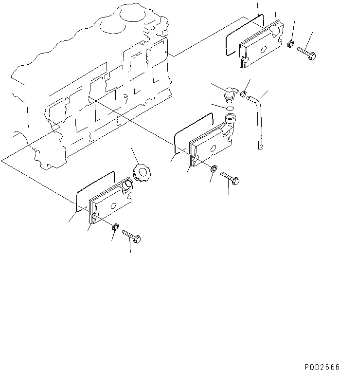 Схема запчастей Komatsu 6D125-1AB-N - КРЫШКА ТОЛКАТЕЛЕЙ КЛАПАНА ДВИГАТЕЛЬ