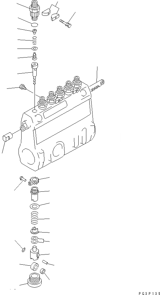 Схема запчастей Komatsu 6D125-1AB-N - ТОПЛ. НАСОС (НАСОС) (/) (С МЕХАНИЧ. РЕГУЛИР.)   (ВНУТР. ЧАСТИ) ДВИГАТЕЛЬ