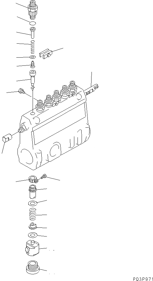 Схема запчастей Komatsu 6D125-1AB-N - ТОПЛ. НАСОС (НАСОС) (/) (С ЭЛЕКТРИЧ. РЕГУЛЯТОРОМ)   (ВНУТР. ЧАСТИ) ДВИГАТЕЛЬ