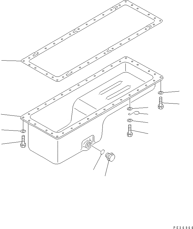 Схема запчастей Komatsu 6D125-1B-EL - МАСЛЯНЫЙ ПОДДОН ДВИГАТЕЛЬ
