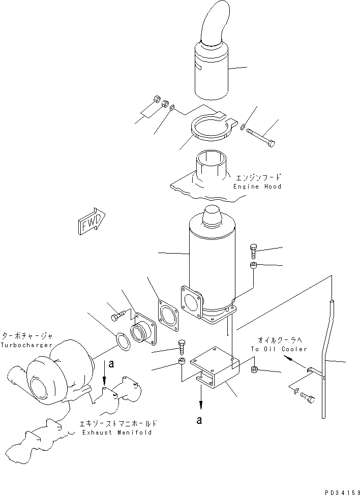 Схема запчастей Komatsu 6D125-1C-EA - ГЛУШИТЕЛЬ (С ТУРБОНАГНЕТАТЕЛЬ)(№8-) ДВИГАТЕЛЬ