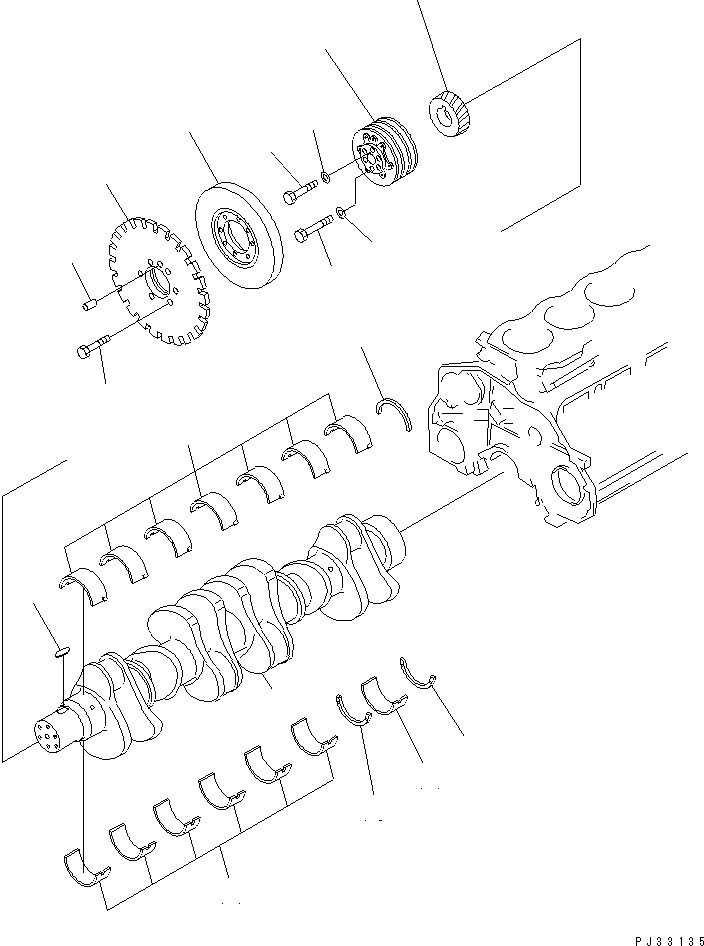 Схема запчастей Komatsu 6D125-1DD-EW - КОЛЕНВАЛ ДВИГАТЕЛЬ