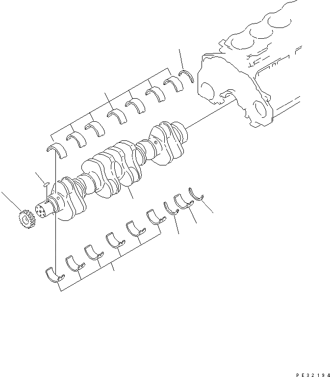 Схема запчастей Komatsu 6D125-1AM-EA - КОЛЕНВАЛ(№-8) ДВИГАТЕЛЬ