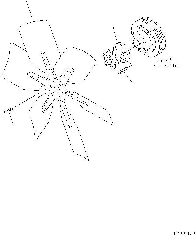Схема запчастей Komatsu 6D125-1AM-EA - ВЕНТИЛЯТОР ОХЛАЖДЕНИЯ (БЕСШУМН. СПЕЦИФ-Я)(№97-) ДВИГАТЕЛЬ