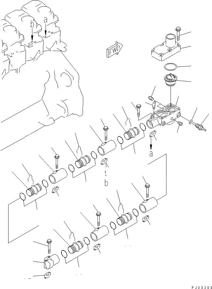Схема запчастей Komatsu 6D125-1L-EW - ВОДЯНОЙ КОЛЛЕКТОР(№-899) ДВИГАТЕЛЬ