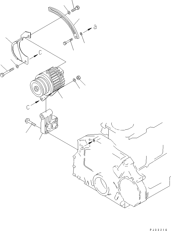 Схема запчастей Komatsu 6D125-1L-EW - ГЕНЕРАТОР И КРЕПЛЕНИЕ (A) ДВИГАТЕЛЬ