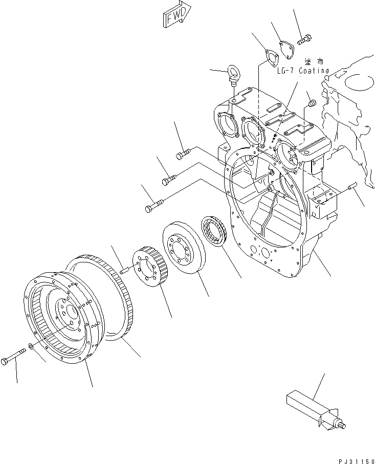 Схема запчастей Komatsu 6D125-1AF-EW - МАХОВИК И КАРТЕР МАХОВИКА(№8-) ДВИГАТЕЛЬ