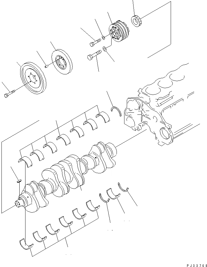 Схема запчастей Komatsu 6D125-1AF-EW - КОЛЕНВАЛ(№8-) ДВИГАТЕЛЬ