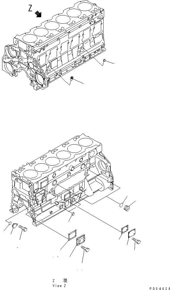 Схема запчастей Komatsu 6D125E-2E - БЛОК ЦИЛИНДРОВ (/)(№-779) ДВИГАТЕЛЬ