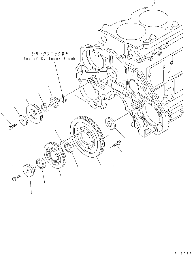 Схема запчастей Komatsu 6D125E-2E - ПРОМЕЖУТОЧНАЯ ШЕСТЕРНЯ ДВИГАТЕЛЬ