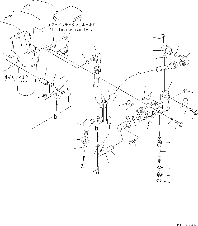 Схема запчастей Komatsu 6D125E-2E - МАСЛ. АДАПТЕР(№-) ДВИГАТЕЛЬ