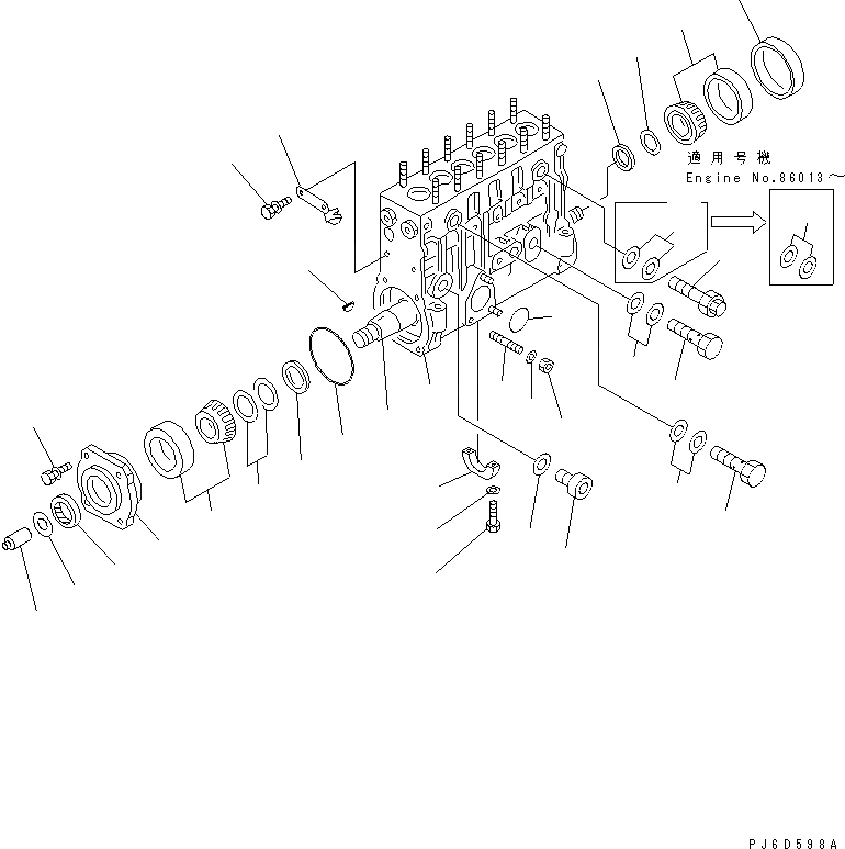 Схема запчастей Komatsu 6D125E-2E - ТОПЛ. НАСОС (НАСОС) (/) (ВНУТР. ЧАСТИ)(№-) ДВИГАТЕЛЬ