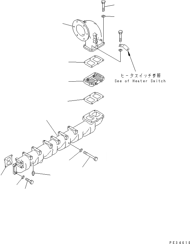 Схема запчастей Komatsu 6D125E-2D-5 - ТРУБОПРОВОД ВПУСКА ВОЗДУХА(№-) ДВИГАТЕЛЬ