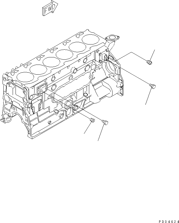 Схема запчастей Komatsu 6D125E-2D-5 - BLIND ЗАГЛУШКА (БЕЗ ДАТЧИК ТЕМПЕРАТУРЫ ВОДЫ)(№-) ДВИГАТЕЛЬ